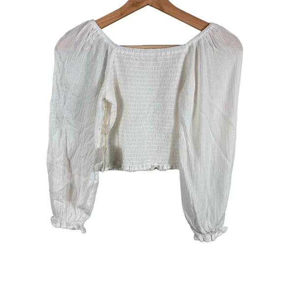 Chelsea & Violet Women's Size Medium White Knitted Crop-Top Boho Inspired Blouse - Picture 2 of 11